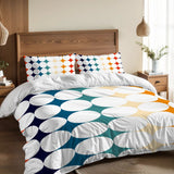 Midcentury Bubble Design Duvet Cover Set: 70s Retro Full Size Microfiber