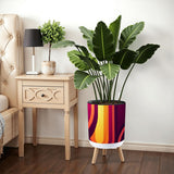 Retro 70s Scandi Style Plant Pot with Wooden Legs: Yellow Orange Red