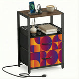 Retro 60s Midcentury Bedside Cabinet with Integrated Power Access