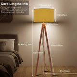 Retro Scandi Tripod Floor Lamp, Ochre Warm Mustard Yellow