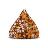 Bold Retro Flowers Bean Bag Chair Cover - Brown Orange Midcentury Decor, 2 sizes
