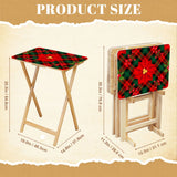 Poinsettia Plaid retro TV tray set of 4, size guide with table and rack dimensions