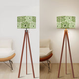 Retro Scandi Nordic Tripod Floor Lamp, Green Tones Flowers