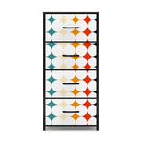 Retro Midcentury Fabric 4-Drawer Dresser – MCM Steel Frame Storage Cabinet