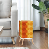 Scandi Square Small Trash Can with Lid, 70s Retro Waves Orange