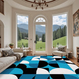 Geometric 1960s Retro Area Rug 12x9 ft – Plush Midcentury Non-Slip Carpet