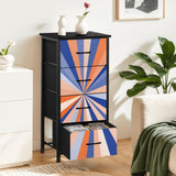 Retro 60s Sunburst Design Fabric Drawer Dresser – Steel Frame Cabinet
