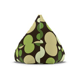 Retro 70s Bean Bag Chair Cover | Cozy Floor Seating in 2 Sizes | Midcentury Modern Decor Gift for Kids Adults | Green Brown Beige