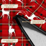 Red Plaid with White Reindeers Christmas Runner Rug 24" × 120"