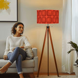 Retro Tripod Floor Lamp, Mid Century 1970s Red Geometric