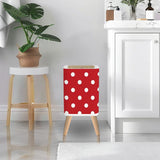 Retro 1950s Square Small Trash Can with Lid, Big Polka Dots Red White