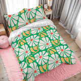 Retro 70s Bold Flowers Duvet Cover Set: Midcentury Floral Bedding
