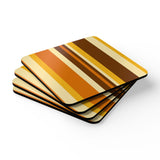 Retro Striped Midcentury Drink Coasters – Cork Back Set of 4