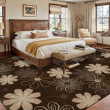 Large Floral 70s Retro Area Rug 12x9 ft – Midcentury Pattern Non-Slip Rug