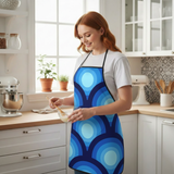 Retro Midcentury Peacock Eye Design Unisex Apron with Front Pocket
