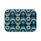Blue Beige 60s Wave Pattern Bath Mat | Mid Century Home Decor