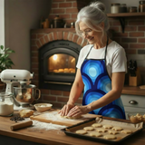 Retro Midcentury Peacock Eye Design Unisex Apron with Front Pocket