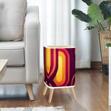 Midcentury Modern Nordic Trash Can with Lid: 70s Retro Vibrant Wastebasket