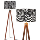 Scandi Retro Tripod Floor Lamp, Op-Art Black White