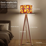 70s Retro Tripod Floor Lamp: Yellow Brown Linen Shade, Smart LED