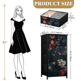 Dark Academia Bold Flowers Dresser – Floral 4-Drawer Storage Cabinet