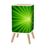Retro 1970s Square Small Trash Can with Lid, Sunburst Green