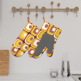 Retro Midcentury Silicone Oven Mitts – Heat Resistant Kitchen Gloves