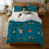 Set completo di copripiumino: biancheria da letto matrimoniale rétro mid-century Atomic anni '60