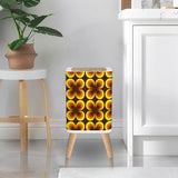 Brown & Yellow Abstract Peacock Eye Pattern 70s Retro Square Trash Can