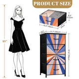 Retro 60s Sunburst Design Fabric Drawer Dresser – Steel Frame Cabinet