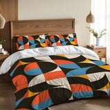 60s Geometric Retro Pattern Duvet Cover Set: Full Double Size Bedding