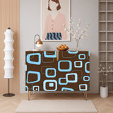 Brown Blue Atomic Midcentury Cabinet – Retro Wood Storage for Modern Homes