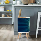 Scandi Retro Square Small Trash Can with Lid, Sunburst Blue