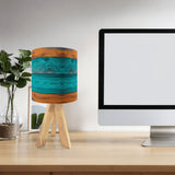 Midcentury Modern Table Lamp – Wood Print, Linen Shade