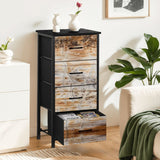 Faux-Wood Nordic Dresser: Modern Rustic Steel Frame Fabric Cabinet