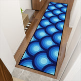 Blue Retro 70s Runner Rug – Midcentury Peacock Eyes Pattern | Multiple Sizes