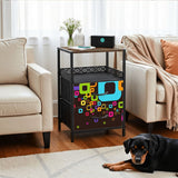 Midcentury Modern Side Table - Nightstand with USB & AC Outlets