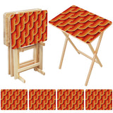 Retro Wooden TV Trays Set – Mid Century Folding Snack Tables