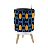 Blue Yellow Retro 70s Scandi Style Planter with Wooden Legs