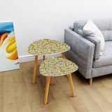 Retro 70s Daisy Nesting Coffee Table Set: Mid-Century Modern Side Tables