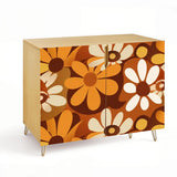 Retro 70s Floral Wooden Storage Cabinet, Midcentury Modern Home Furniture