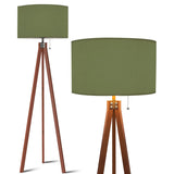Scandi Retro Tripod Floor Lamp, Olive Moss Green Shade