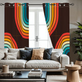 Midcentury Modern Rainbow Blackout Curtains: 70s Retro Multi Sizes Panels