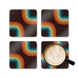 Retro 70s Corkwood Coaster Set | Black Rainbow Midcentury Home Decor
