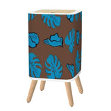 Midcentury Monstera Leaf Trash Can – Brown Blue Retro Nordic Waste Bin