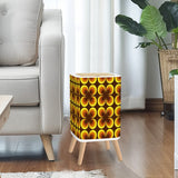 Brown & Yellow Abstract Peacock Eye Pattern 70s Retro Square Trash Can