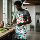 Atomic Cat Kitchen Apron – Retro 50s 60s Design with Utility Pocket