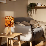 70s Flower Power Retro Wooden Tripod Table Lamp – Smart LED Midcentury Light