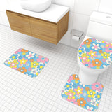 Retro 70s Hippie Flower Power Midcentury Bath Rug 3-Piece Set