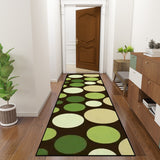 Retro 70s Bubbles Runner Rug – Midcentury Green Beige Brown Polka Dots